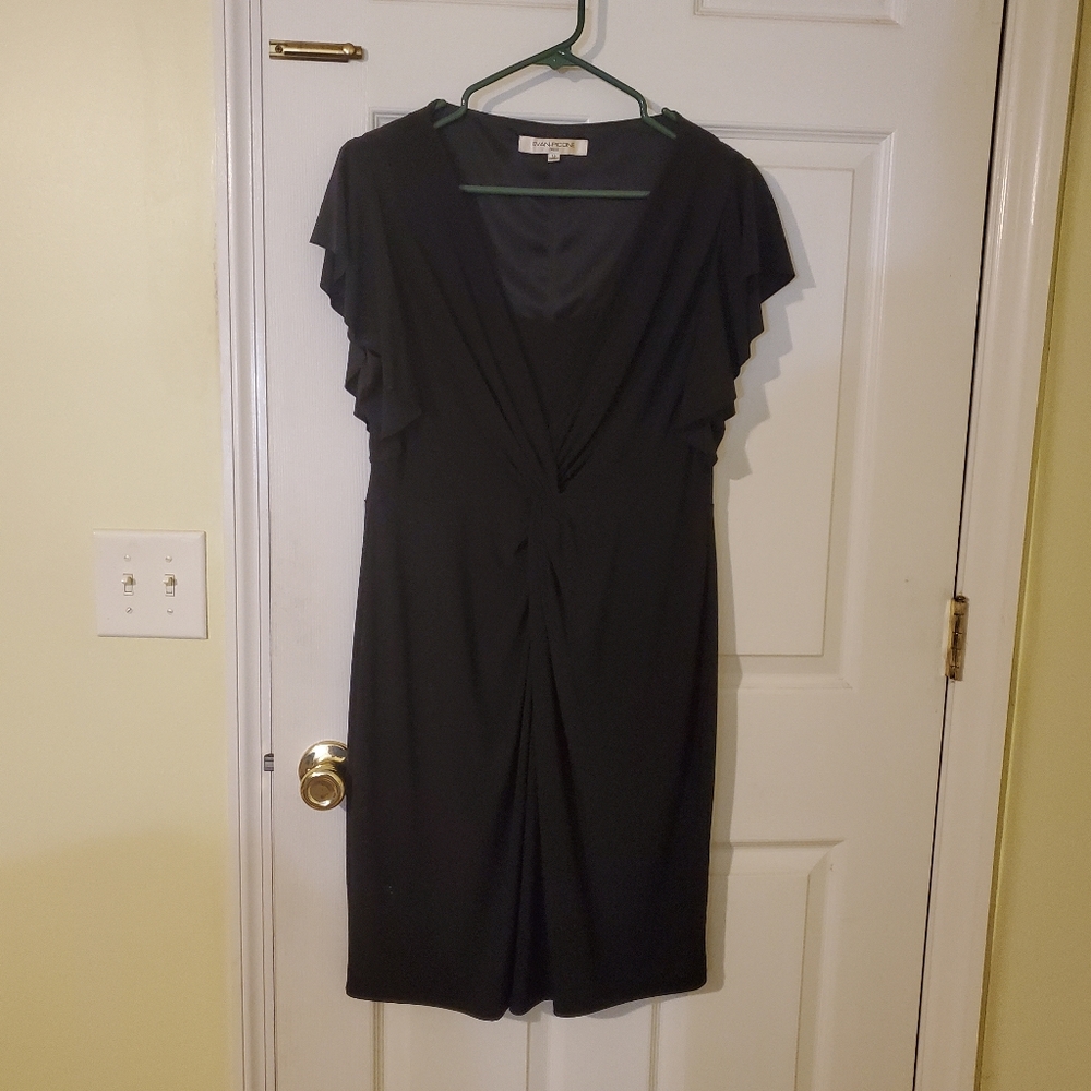 Twist wrap front flutter sleeve LBD